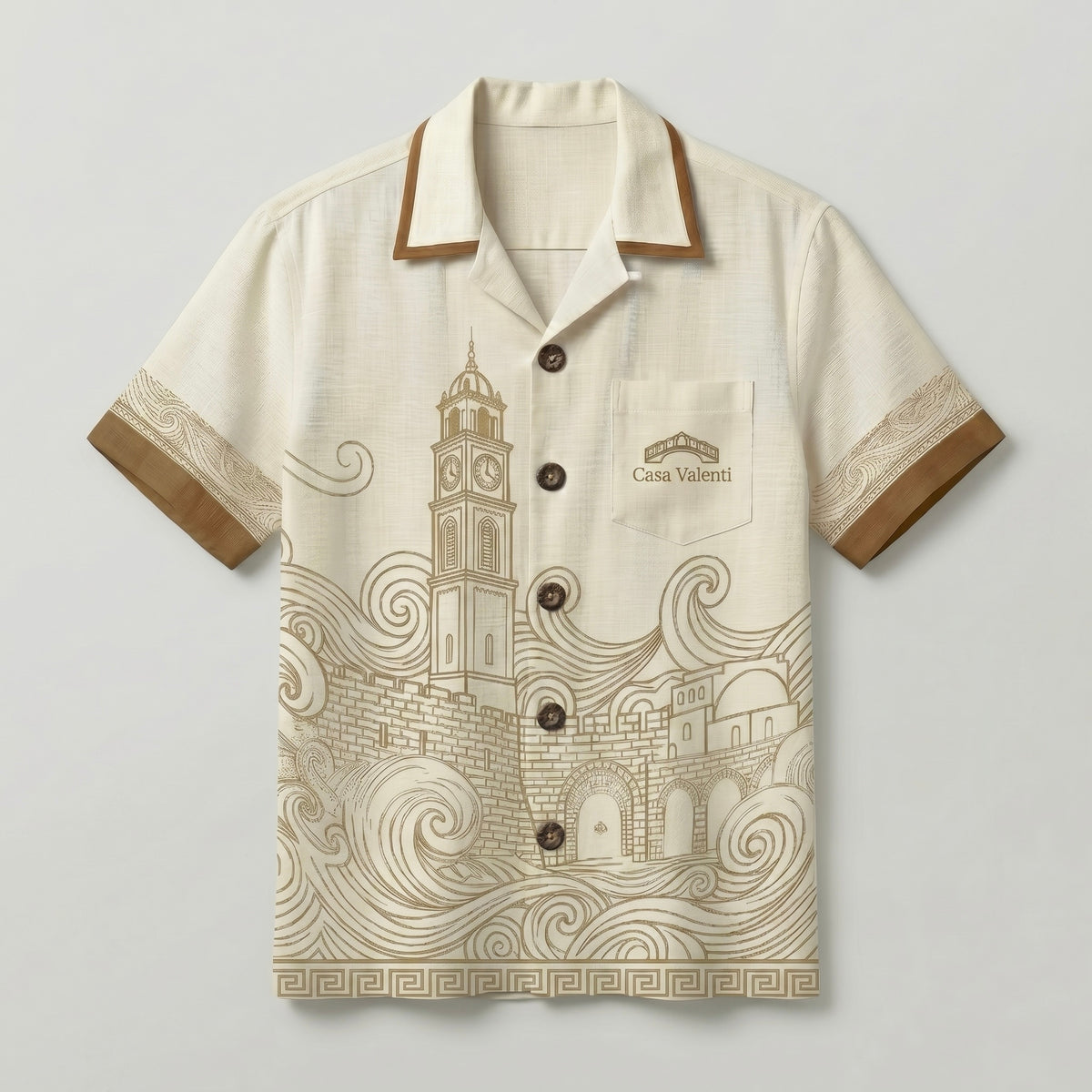 Jaffa Linen Short Sleeve Shirt front view, Casa Valenti — view 1